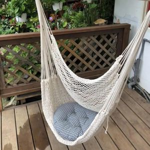 Scandinavische stijl witte hangmat buiten binnen tuin slaapzaal slaapkamer hangende stoel voor kind volwassen swingende enkele veiligheidshangmat 240119