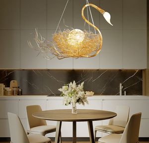 Nordic Swan Bird Nest Hanglampen Woonkamer Restaurant Eettafel Romantische Lamp Art Deco Opknoping Lights Cafe Bar Lighting Myy