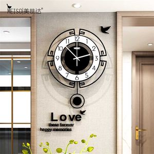 Nordic Swing Acryl Kwarts Silent Wall Clock Modern Design Pendulum Horloges Klokken Home Woonkamer Decoratie Keuken Decor 220115