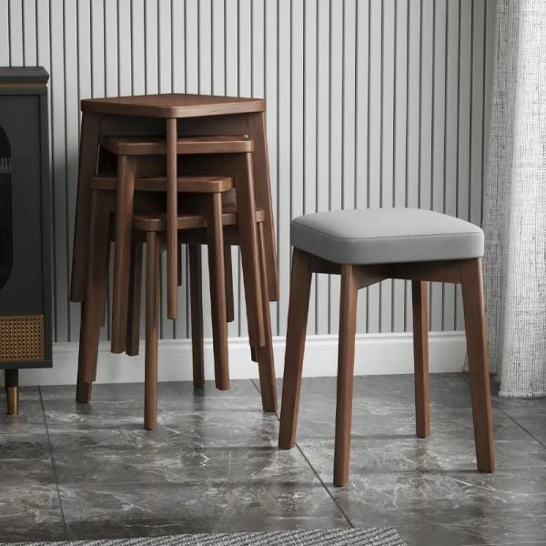 Chaise de salle à manger en tissu nordique moderne banc en bois simple meubles de couleur de rondins créatifs pour élégance à la maison