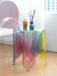 Mesa de café acrílico transparente nórdico mesa de cama diseñadora de muebles para el hogar modernos mesa auxiliar de sofá sala de estar de sala de estar auxiliar