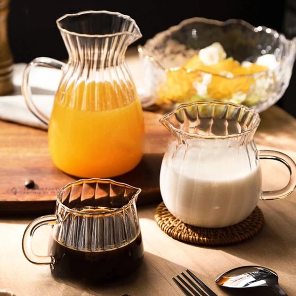 Nordic Transparent Glass Café Milk Puchet avec poignée Espresso Coffee Mabing tasse Pichet de thé Séparateur Cafe Drinkware Tool 231227