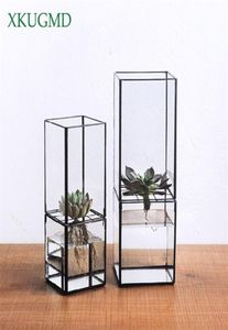 Noordse transparant glas dubbele laag hydroponische sappige planten vaas geometrie plantenbloem Inserter Home Decoratie bloempot T25199143