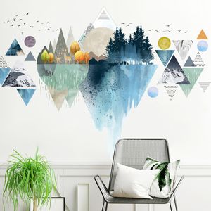 Autocollants muraux nordiques de montagne Triangle Creative DIY Home Decor. Salon Chambre Art Papier Peint Affiches Auto-Adhésives Peintures Murales