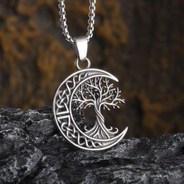 Nordic Viking Celtic Life Tree Titanium Steel Pendant Nouvelle Lune Article Jewelry