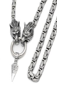 Nordic Viking Wolf Met Odin Zwaard Gungnir Ketting Rvs Voor Mannen Koning Ketting Met Valknut Gift Bag13979648