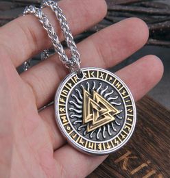 Les bijoux nordiques des Vikings ne se fondent jamais Odin039s Valknut avec rune et viking bac pendentif en bois comme colliers cadeaux2498314