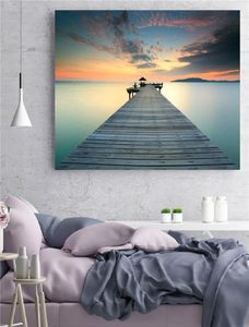 Nordic Wall Art Canvas Meer Zonsondergang Landschap Schilderijen Moderne Designer Posters Prints Scandinavische Foto's voor Woonkamer Thuis D5308747