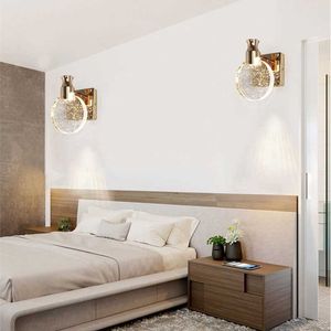 Nordic Wall Lamp Light Luxe Slaapkamer Nachtkastje Crystal Woonkamer Achtergrond Aisle Dressing Tafel Spiegel 210724