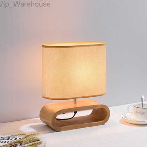 Lampe de table en bois nordique créative moderne chambre chevet lumière LED salon hôtel étude japonaise lampe de table abat-jour en lin HKD230824