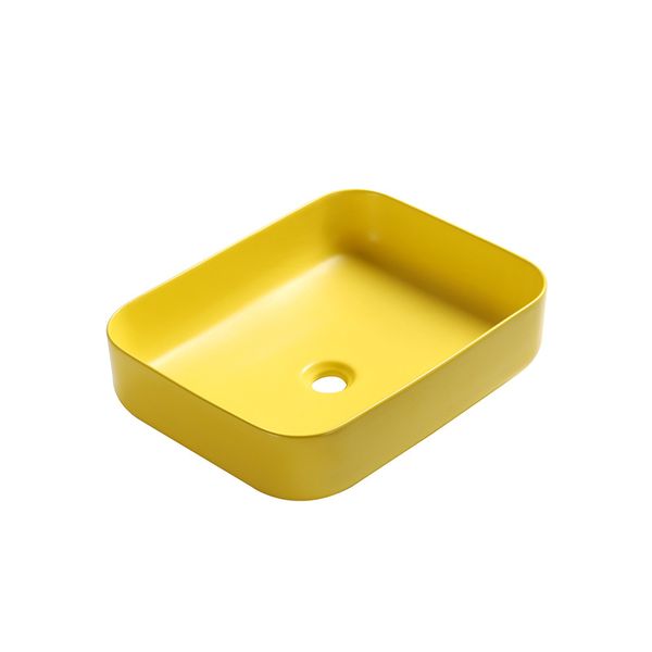 Nordique jaune au-dessus du comptoir bassin en céramique carré salle de bain art lavabo de lavabo de lavabo