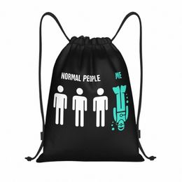 Normal People Me Sacs à cordon Hommes Femmes Portable Gym Sports Sackpack Funny Diving Shop Sacs à dos O28M #