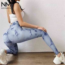 Normov Push Up Leggings Dames Naadloze Hoge Taille Tie Dye Elasticity Fitness Ademend Workout Gym 210925