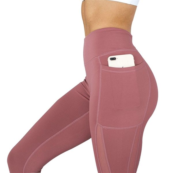 NORMOV Femmes Fitness Leggings Taille haute Poche Mesh Legging confortable et respirant Leggings d'entraînement Feminina Jeggings 211019