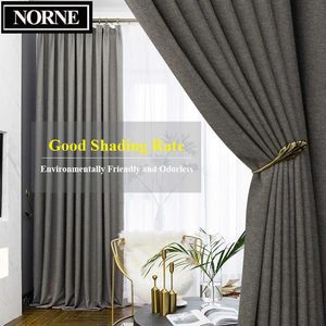 Norne faux linnen 80% -85% schaduwrijke dikke thermische geïsoleerde black-out gordijn blinds voor slaapkamer woonkamer drapes op maat gemaakt 210712