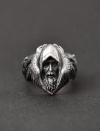 Noorse mythologie Odin Raven Silver Rings Heren Viking Wolf 316L Roestvrijstalen ring Scandinavian Amulet Jewelry3896295