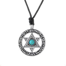 Pendentif hexagramme étoile de David Viking nordique, collier Talisman juif Wiccan Vintage, 2473