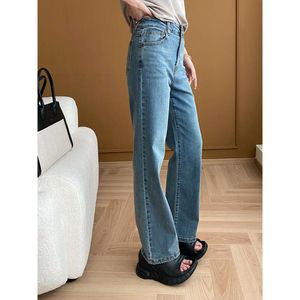 Noord- en Zuid-Europese bloggers smalle versie van beenlengte jeans met hoge taille en rechte pijpen 2024 vroege lente nieuwe SN5167