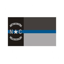 North Carolina State Vlag Dunne Blauwe Lijn Vlag 3x5 FT Politie Banner 90x150cm Festival Gift 100D Polyester Indoor Outdoor Gedrukte Vlag