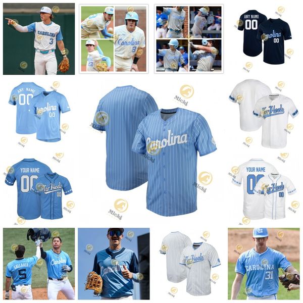 Carolina del Norte Tar Heels Jersey de béisbol Folger Boaz Jason DeCaro Dalton Pence Matthew Matthijs Connor Bovair Aidan Haugh Jerseys cosidos personalizados de Carolina del Norte