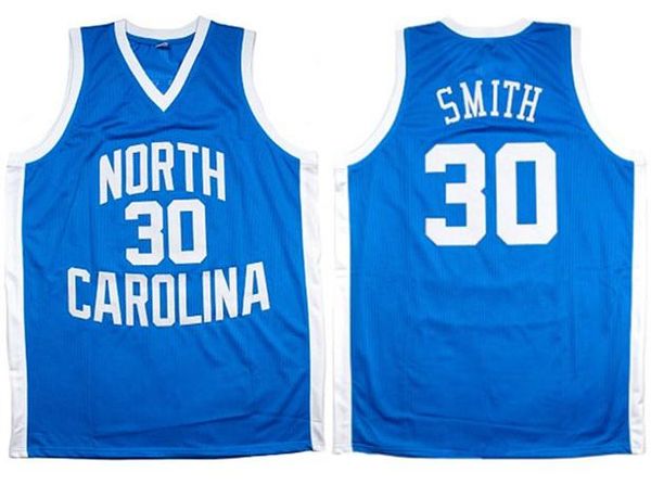Carolina del Norte Tar Heels College #30 Kenny Smith Blue Retro Baloncesto Retro Jersey Ed