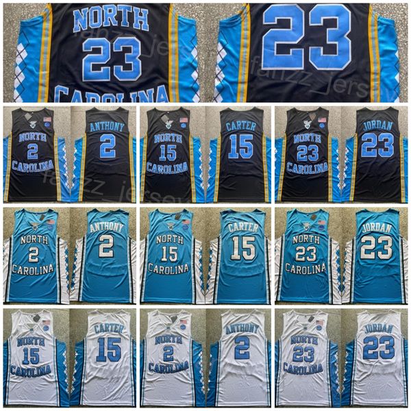 North Carolina Tar Heels Jersey College Basketball 2 Cole Anthony Vince Carter 15 Michael 23 University Team Farbe Schwarz Blau Weiß Stickerei Sport Shirt NCAA