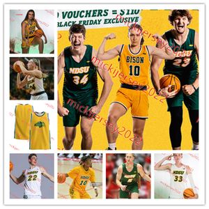 Maillot de bison de l'État du Dakota du Nord 12 Lance Waddles 14 Boden Skunberg 22 Joshua Streit 23 Andrew Morgan NDSU Maillots de basket-ball cousus sur mesure pour hommes et jeunes