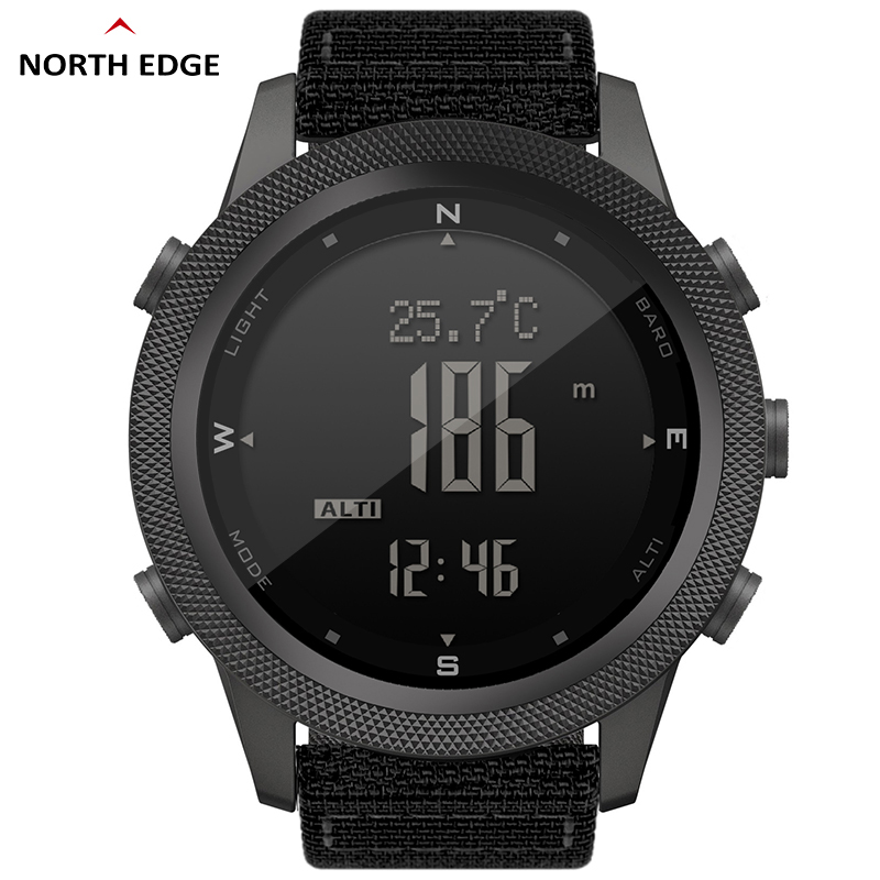 North Edge Apache-46 Men's Sports Smart Watch Digital Altimeter Barometer Camera aktiverad med metallfodral för iOS med Compass