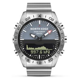 North Edge Gavia 2 Exercices extérieurs intérieurs World Time Sports Watch Compass Imperproof 200m Full Steel Business Watch