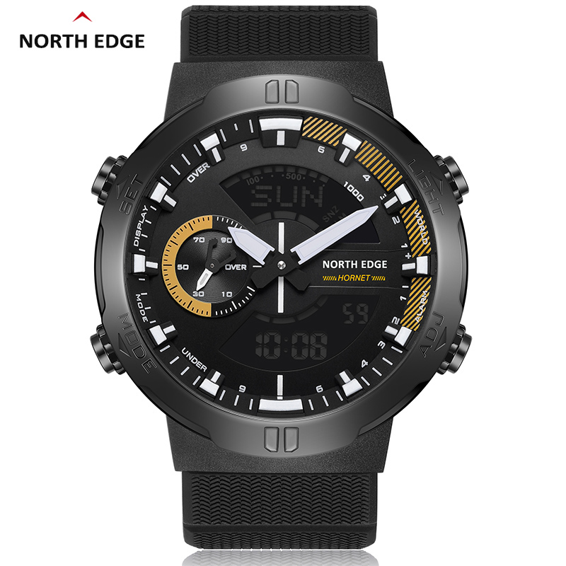 North Edge Hornet utomhusövningar Världstiden Stopwatch Count Down Cycling Watch Men's Outdoor Sports Watch