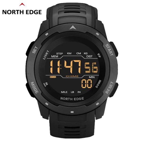 Reloj Digital NORTH EDGE Mars para hombre, relojes deportivos militares para hombre, resistente al agua, 50M, podómetro, calorías, cronómetro, alarma por hora, Clock236L
