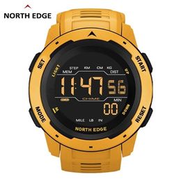 NORTH EDGE Reloj digital para hombres Deportes para hombres es Reloj despertador con podómetro de horario dual Resistente al agua 50 M Militar 220212282j