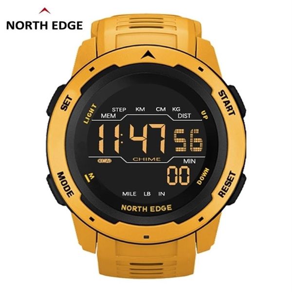 NORTH EDGE Reloj digital para hombres Deportes para hombres es Reloj despertador con podómetro de doble horario Resistente al agua 50 M Militar 220212247G