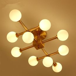 Europe du Nord LED Modo boule de verre lustres éclairage or suspension lampe abat-jour en verre plafonnier pour salon chambre Resta221U