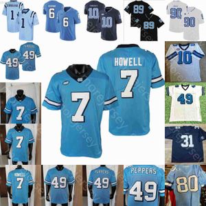 North Football Jersey NCAA Lawrence Taylor JULIUS PEPPERS Sam Howell Drake Maye Omarion Hampton Vert Gris Echols