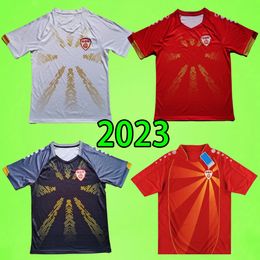 2023 2024 Nordmazedonien Fußballtrikots ELMAS ALIOSKI PANDEV TRAJKOVSKI JAHOVIC RISTOVSKI MUSLIU 2021 2022 Nationalmannschaft Heim Auswärts 3. Herren-Kit Fußballtrikot T 23 24