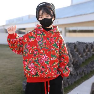 Nord-est de la Chine Big Flower Model Arrive Sweats à capuche pour enfants Sweat-shirts pour hommes Garçons Filles Vêtements Enfants Personnalité Sweat à capuche 240227