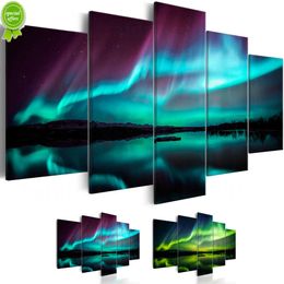 NORTHERN LIGHTS Landschap Canvas Schilderij Muur Lake Landschap Poster Unframed Wall Art Poster Thuis Woonkamer Decoratie Muurschildering