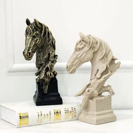 NORTHEUINS 29 cm hars zandsteen paardenhoofd standbeeld decoratie retro dierencollectie beeldjes interieur decor accessoires object 240318