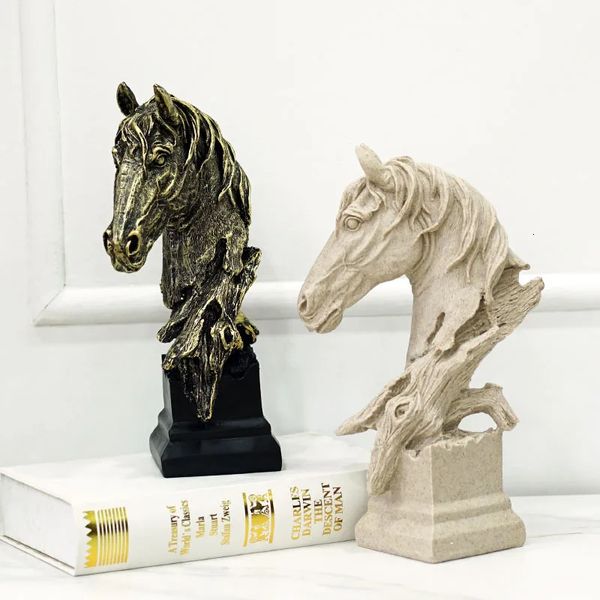 NORTHEUINS 29CM RESIN SIGET SIGHTONE HORSE HEAD Decoration Retro Animal Collection Figurines Accessoires de décoration intérieure Objet 240411