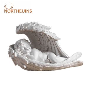 Figuritas de Ángel de resina de NORTHEUINS, estatuas modernas de jardín de hadas nórdicas para decoración de estante Interior para el hogar, regalo de Navidad 210804