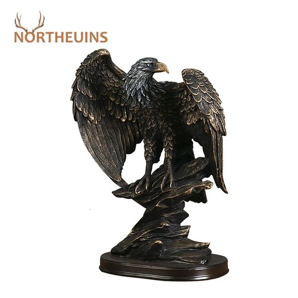 Northeuins rétro résine Eagle Statue Art Collection Article Animal Figurines Home salon Bureau Office Office Office Craft 240416