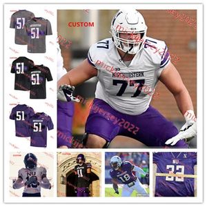 Northwestern voetbalshirt Chris Petrucci Aidan Hubbard aangepaste gestikte heren jeugd 44 Khalid Jones 94 Jason Gold Jr. Theran Johnson Northwestern Wildcats Jerseys