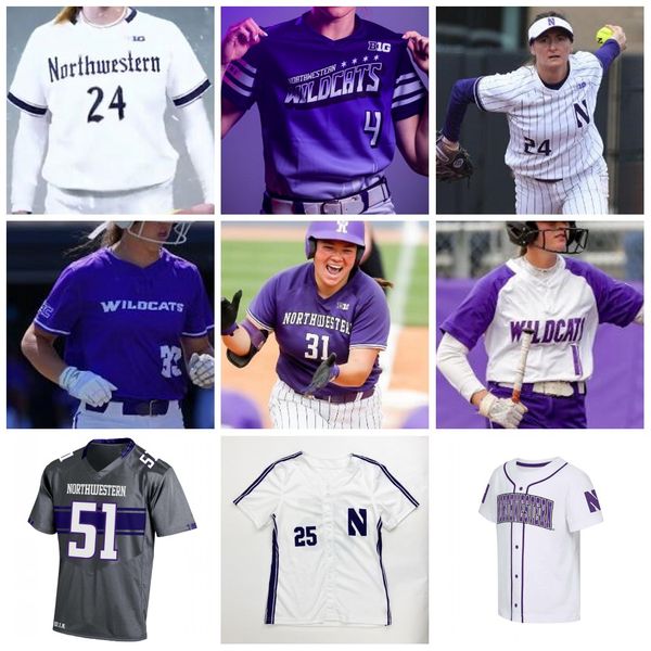 Maillot de baseball des Wildcats du NORD-OUEST 12 Emmie Farnam 9 Angela Zedak 14 Cami Henry 15 Lauren Boyd 16 Hannah Cady 22 Grace Nieto 24 Danielle Williams Sydney Souple