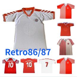 24-25 Laudrup M.Laudrup 86 87 Camisa de fútbol retro de Dinamarca Eriksen Home Red Away White 1986 1987 HOJBJERG 4XL