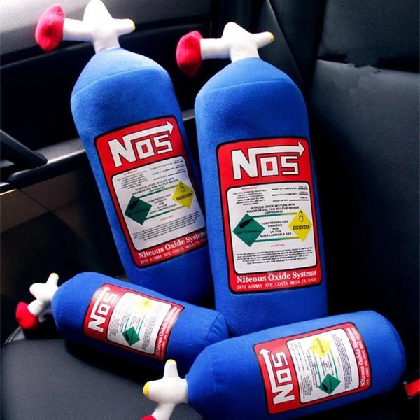 NOS bouteille d'oxyde nitreux jouets en peluche oreiller en peluche doux Turbo JDM coussin cadeaux décor de voiture appui-tête dossier siège cou 240119