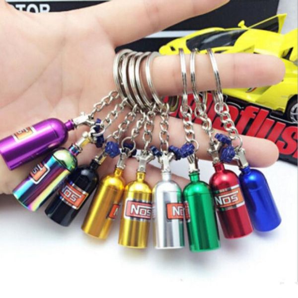 NOS Turbo Botella de nitrógeno Metal Cadena de llave del anillo Key Sporter Keychain Joyería para mujeres Menicias Mini Keyring8661816