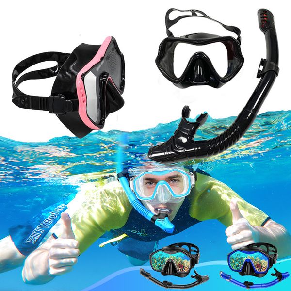 Máscara de buceo con clip para la nariz para adultos, gafas de natación con máscaras de cubierta, gafas de esnórquel para jóvenes, impermeable, antiniebla, vidrio templado 230715