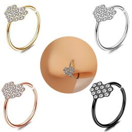 Pinces-nez anneaux goujons cerceaux pour femmes bijoux de corps non perçants cristal acier inoxydable or noir couleur en gros 2023 nouveau