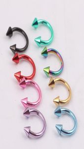 Neuspin N04 100pcslot Mix 8colors 16G Cone Circulals Horseshoes wenkbrauw neusringen lichaam piercing sieraden1617036